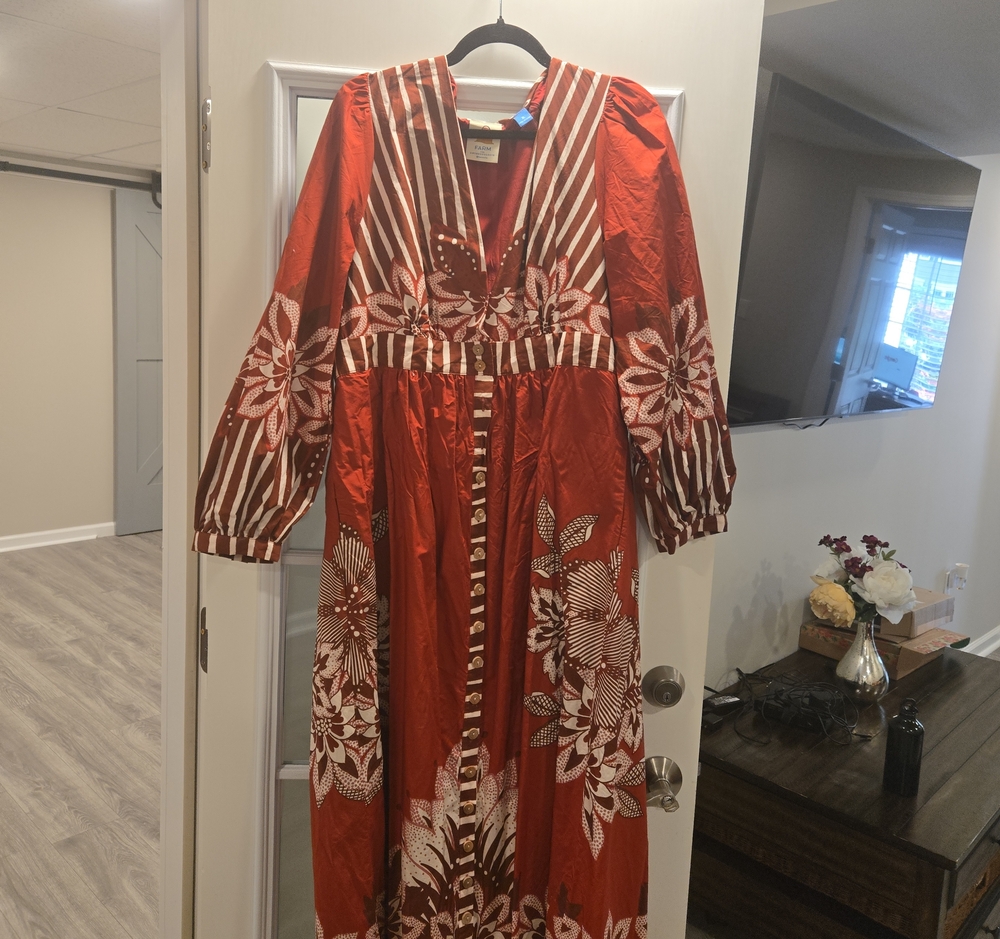 FARM Rio Red and White Floral Maxi Dress